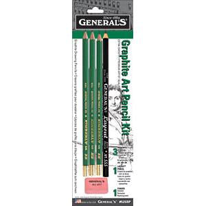 General Pencil Semi-Hex Graphite Drawing Pencil Kit, 4 Pieces