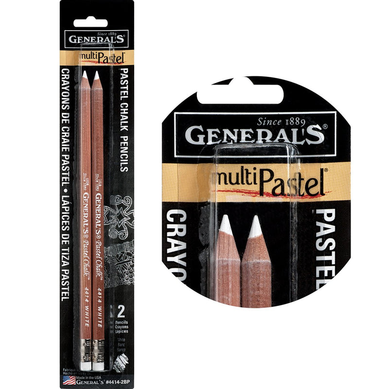  General Pencil 2 Piece Multi-Pastel Chalk Pencils, White